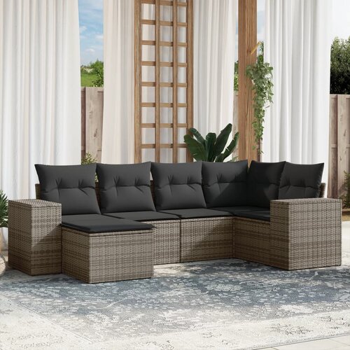 vidaXL 6-dijelni set vrtnih sofa od poliratana s jastucima sivi Cijene