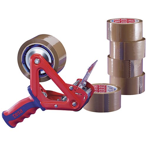 Tesa Komplet z lepilnim trakom, ročni odvijalnik ® 6400 in PP-trak pack® 64014, 36 rol, rjave barve, širina traku 50 mm Cene