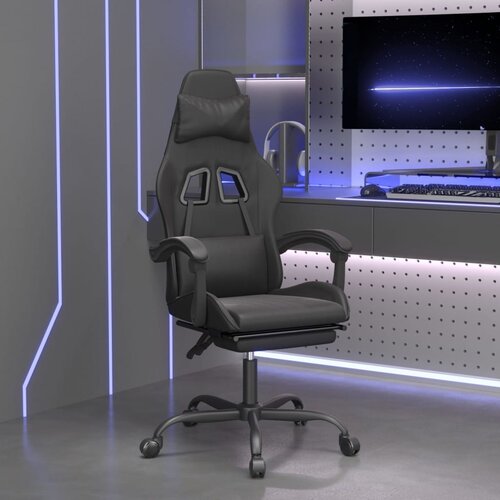 vidaXL Okretna igraća stolica s osloncem za noge crna od umjetne kože Cene