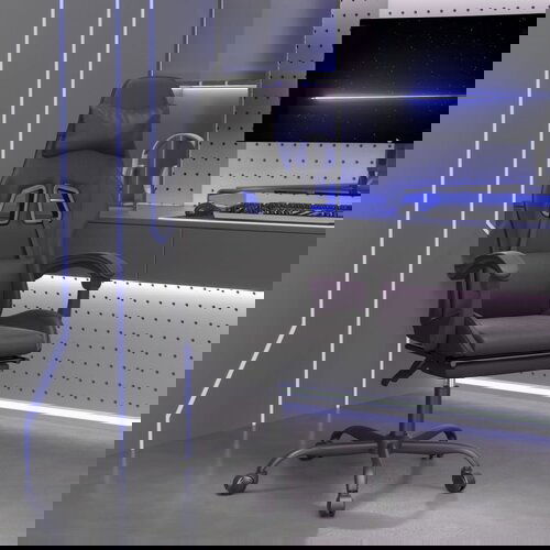 vidaXL Vrtljiv gaming stol z oporo za noge črno umetno usnje Cene