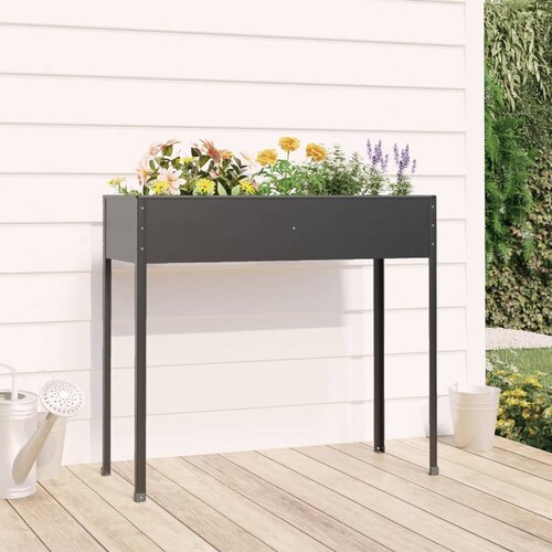 VidaXL Vrtna sadilica antracit 100 5 x 40 5 x 90 cm pocinčani čelik Slike