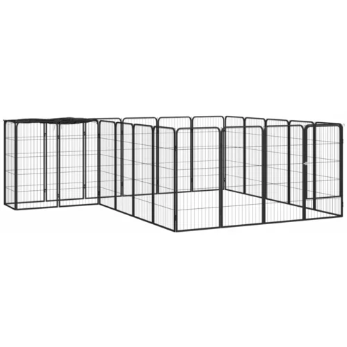  Ograda za pse s 22 panela crna 50 x 100 cm čelik obložen prahom