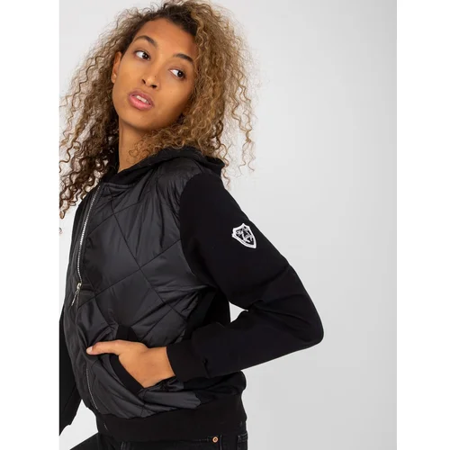 Fashion Hunters Black women's bomber sweatshirt with quilting RUE PARIS