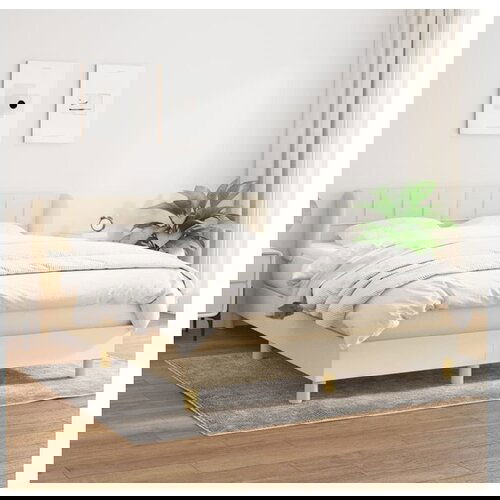 VidaXL Krevet s oprugama i madracem krem 140 x 190 cm od tkanine Slike