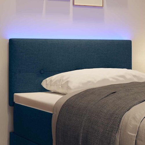  LED glava kreveta s LED trakama Plava 80 cm tkanina Slike