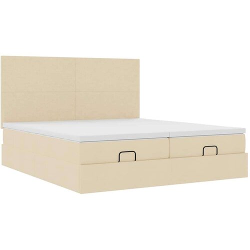 VidaXL otomanski okvir kreveta s madracima krem 180x200cm od tkanine Slike