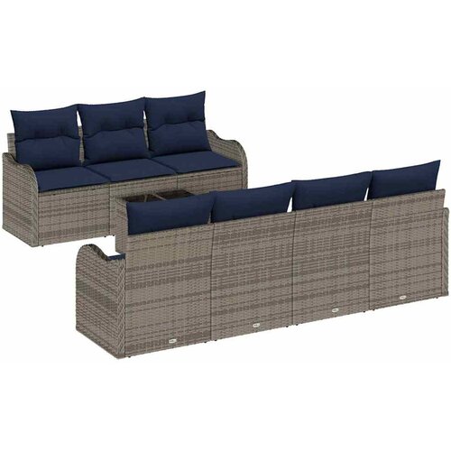 vidaXL Vrtna sedežna garnitura 8 pcs Siva 55 x 55 x 37 cm Poly ratan, (5000063230) Cene