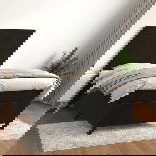 VidaXL Box spring krevet s madracem crni 90x190 cm bar&amp;scaron;unasti Slike