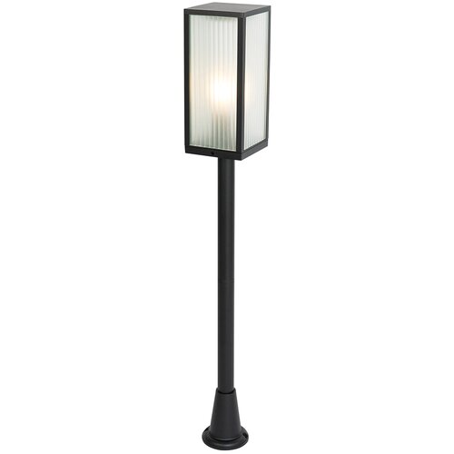 QAZQA Stoječa zunanja svetilka črna z rebrastim steklom 100 cm IP44 - Charlois Cene