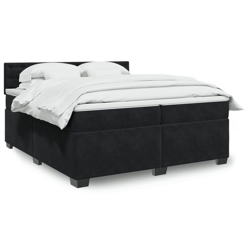 vidaXL Box spring postelja z vzmetnico črna 200x200 cm žamet Cene