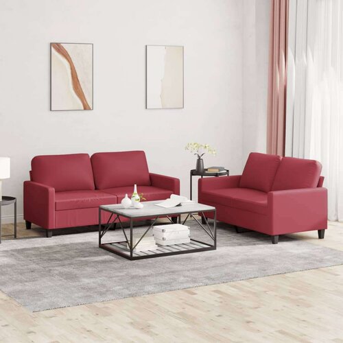 VidaXL 2-dijelni set sofa s jastucima boja vina od umjetne kože Slike
