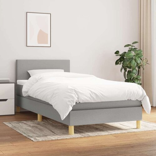  Box spring postelja z vzmetnico svetlo siv 100x200 cm blago, (20726366) Slike