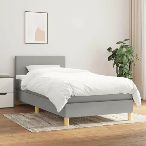  Box spring postelja z vzmetnico svetlo siv 100x200 cm blago, (20726366)