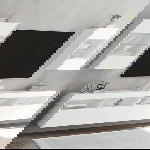 VidaXL Zidni TV ormarići s LED svjetlima 2 kom bijeli 40x30x60,5 cm Slike