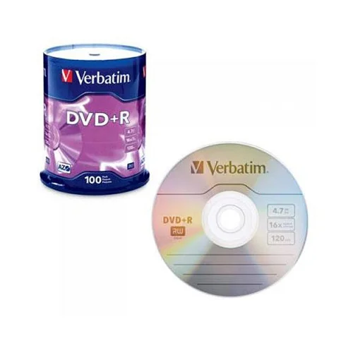  DVD-R, VERBATIM,4,7 GB,16X, spindle 100 kom,MATT SILVER