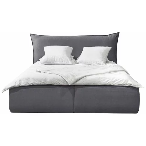 Bobochic Paris Bračni krevet presvučen tamno sivim baršunom s prostorom za odlaganje s letvicom 160x200 cm Jade -