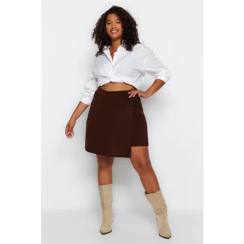 Trendyol Curve Plus Size Skirt - Brown - Mini