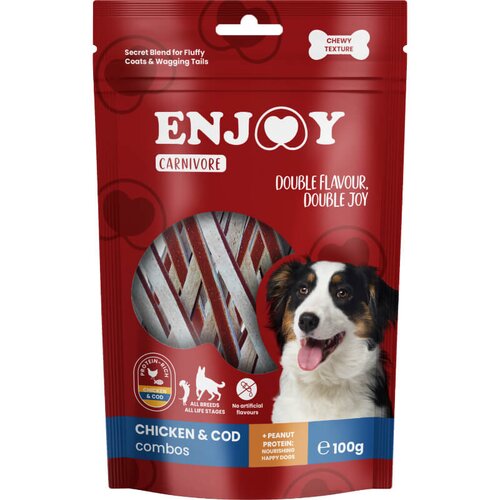 Enjoy carnivore combos žvečljivi trakovi, piščanec in trska - 100 g Cene