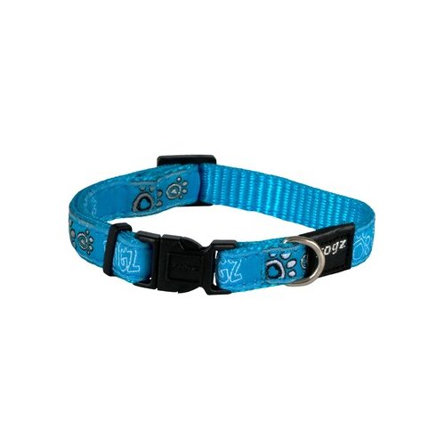 Rogz jellyBean Klasična Ogrlica za pse Paw, 200-310/11mm, Tirkizna Slike