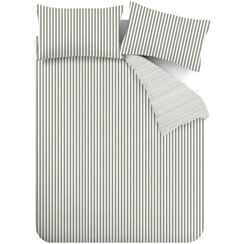 Catherine Lansfield Zelena podaljšana flanelna posteljnina za zakonsko posteljo 230x220 cm Stripe – Cene