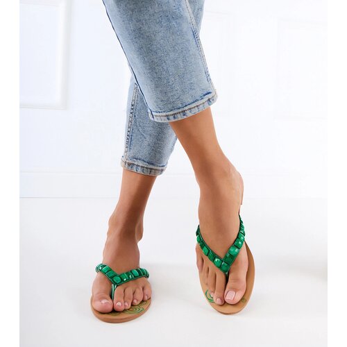 Gemre Green flip-flops decorated with stones Liwiros Cene