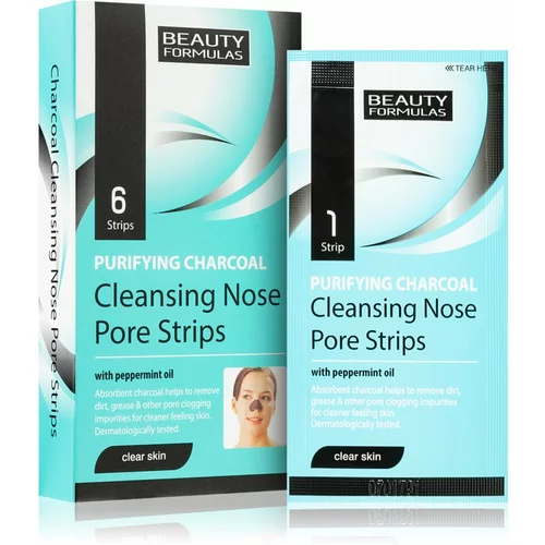 Beauty Formulas Clear Skin Purifying Charcoal čistilna maska z aktivnim ogljem za nos 6 kos