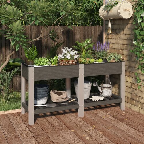 VidaXL Visoka greda s polico siva 150x50x75 cm WPC Slike