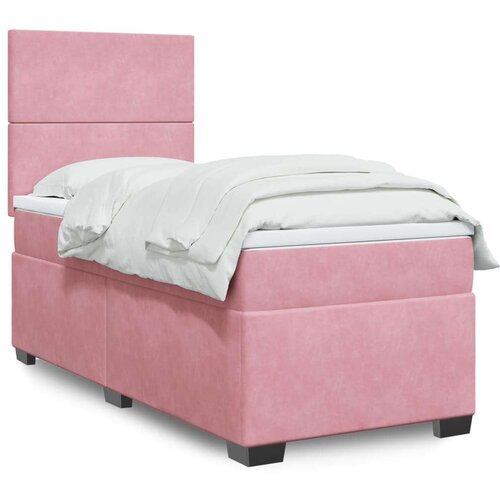 VidaXL box spring krevet s madracem ružičasti 100x200 cm bar&amp;scaron;unasti Slike