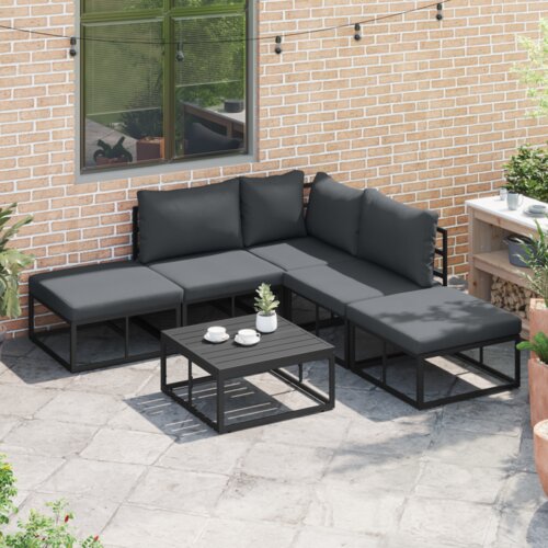 vidaXL Sjedeća garnitura za vrt 5 pcs Crna 211.5 x 211.5 x 71 cm Cene