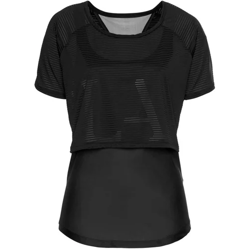 LASCANA ACTIVE Tehnička sportska majica 'Digital Mauve' crna