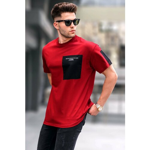 Madmext Claret Red with Pocket Detailed Basic Men's T-Shirt. Slike