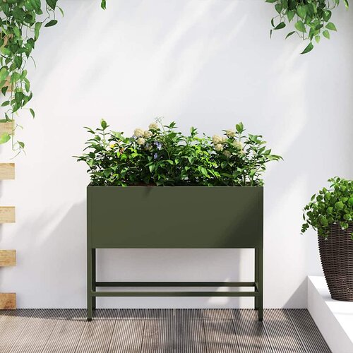  Povi&scaron;eni Vrtni Planter Maslinovo zelena 60 x 26 x 45 cm Čelik Cijene