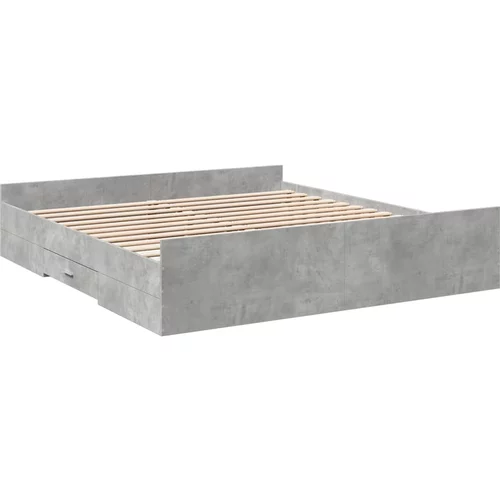 vidaXL Posteljni okvir s predali betonsko siv 200x200cm inženirski les, (21128357)