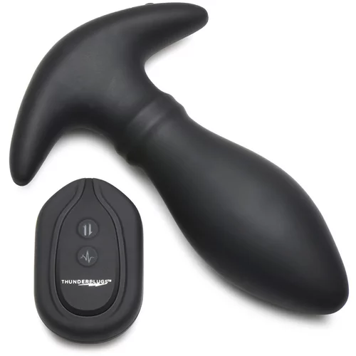  ThunderPlugs Rim Slide 10X Sliding Ring Silicone Butt Plug with Remote Black