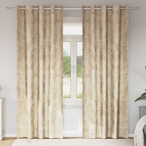  Baršunaste zavjese sa zavjesama 2 pcs Krema 260 x 140 cm Baršun Cene