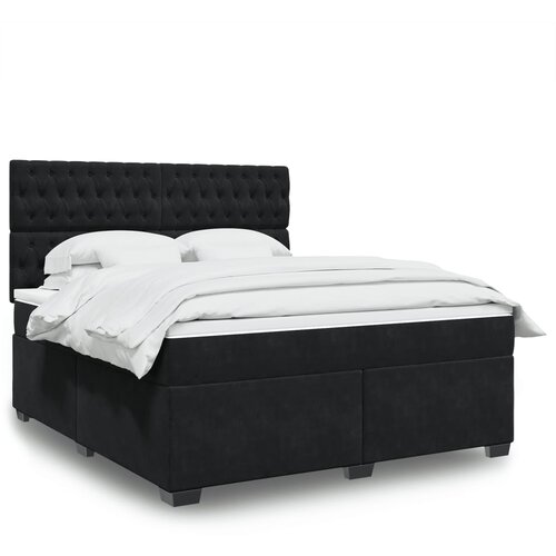 vidaXL Box spring postelja z vzmetnico črna 180x200 cm žamet Cene