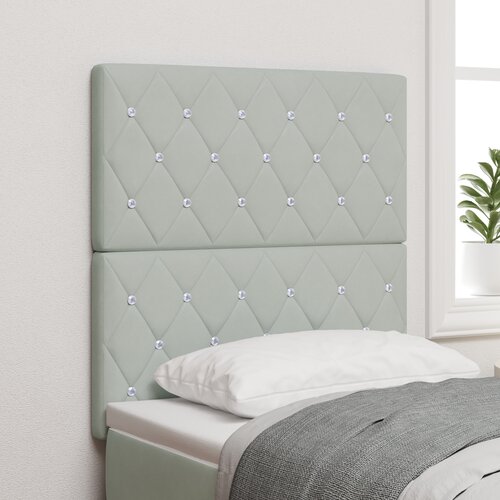 VidaXL LED uzglavlje svjetlosivo 80 cm pli&amp;scaron;, uzglavlje s kristalnim gumbima, svjetlosivo 160 cm pli&amp;scaron; Slike