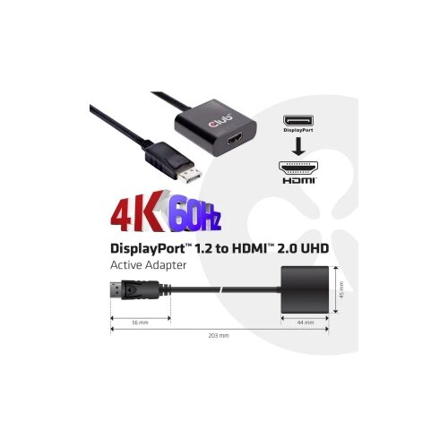 Club3d DisplayPort Adapter [1x Muški konektor DisplayPort - 1x Ženski konektor HDMI] Crna Cijene