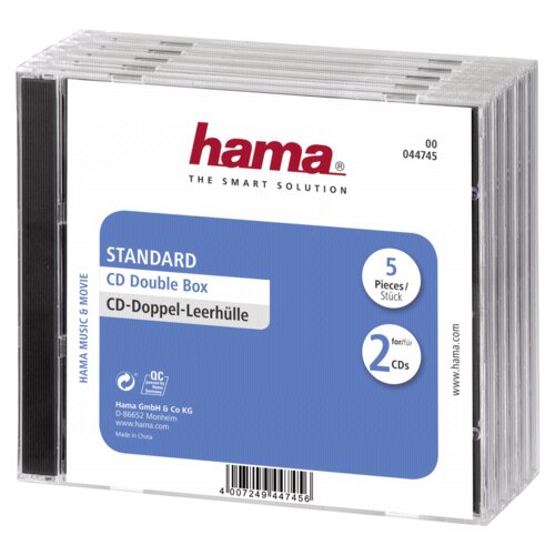 Hama 1x5 Standard CD Double Jewel Case transp/black 44745 Slike