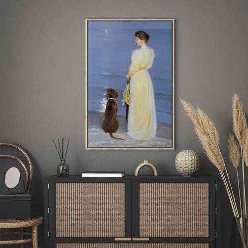  Slika - Peder Severin Kroyer &amp;ndash; Summer Evening in Skagen 40x60 U prirodnom drvenom okviru Slike