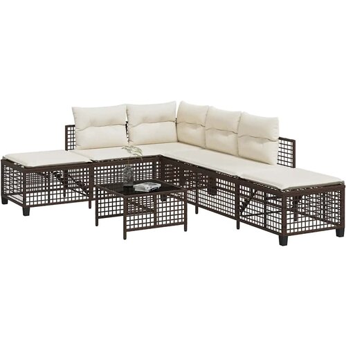 vidaXL Vrtna kotna garnitura 3-delna z blazinami rjav poli ratan Cene