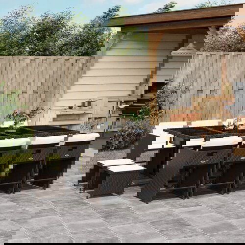 vidaXL 13-dijelni vrtni blagovaonski set s jastucima poliratan smeđi Cijene