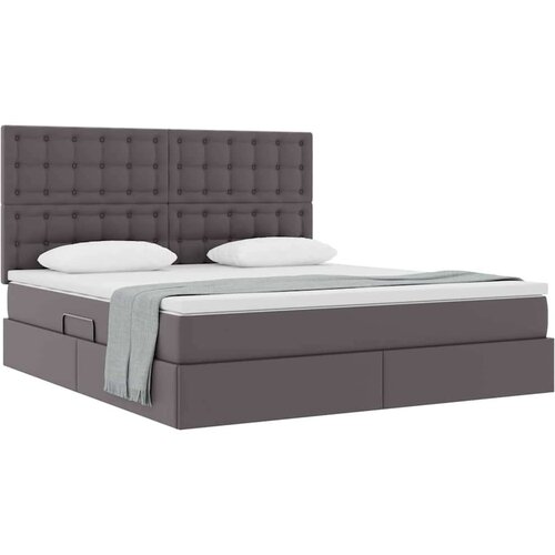  Krevet s od storage s madracem Siva 180 x 200 cm Lažna koža Slike