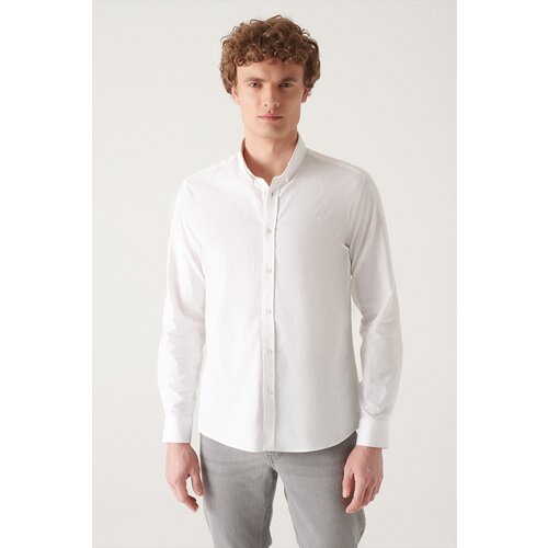 Avva Men's White Oxford 100% Cotton Standard Fit Regular Cut Shirt Slike