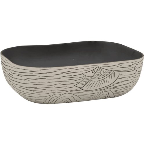 Maison Chic Umivalnik - Kopalna umivalnik - Lavabo siv in črn pravokoten 48x37,5x13,5 cm keramika, (21684674) Cene