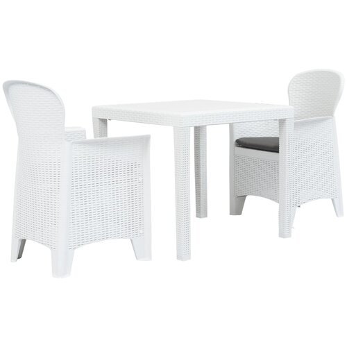 Bistro 3-dijelni bistro set od plastike s izgledom ratana bijeli Cijene