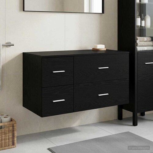  Set namje&scaron;taja za kupaonicu 2 kom. Crni hrast Konstruirano drvo Crna 62,5 x 44,5 x 50 cm Cijene