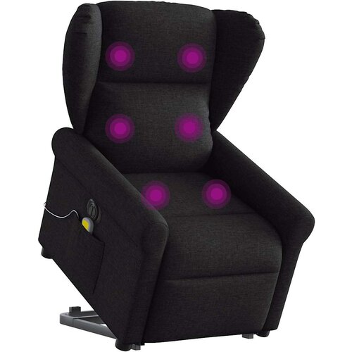 VidaXL Električni masažni naslonjač na podizanje od tkanine crni Slike