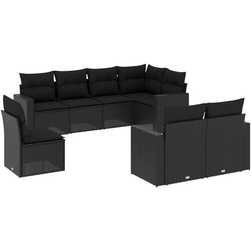  8-dijelni set vrtnih sofa od poliratana s jastucima crni Crna 66 x 62 x 69 cm Slike
