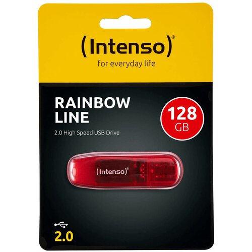Intenso (Intenso) USB Flash drive 128 GB Hi-Speed USB 2.0, Rainbow Line, RED - USB2.0-128GB/Rainbow Slike